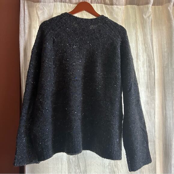 Everlane The Confetti Crew Charcoal Gray Blue Merino Wool Sweater Size L - Picture 5 of 6